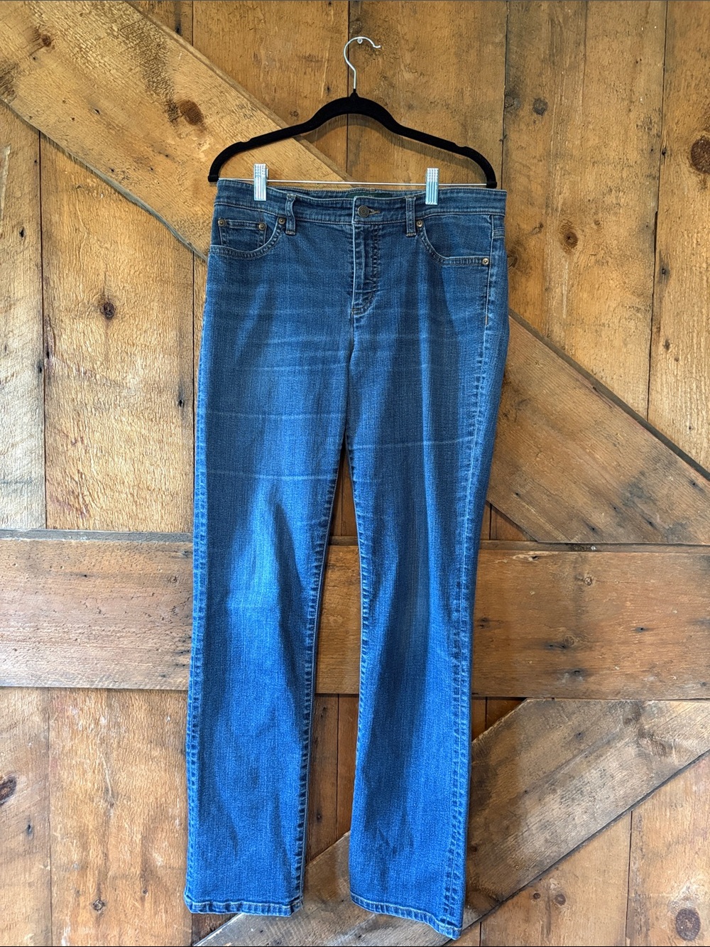 Lauren Ralph Lauren Women 10 Modern Straight Curvy Jeans Medium Blue Wash